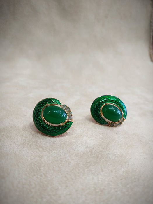 Trifari Green Earrings from the L’Orient Collection - The Hirst Collection