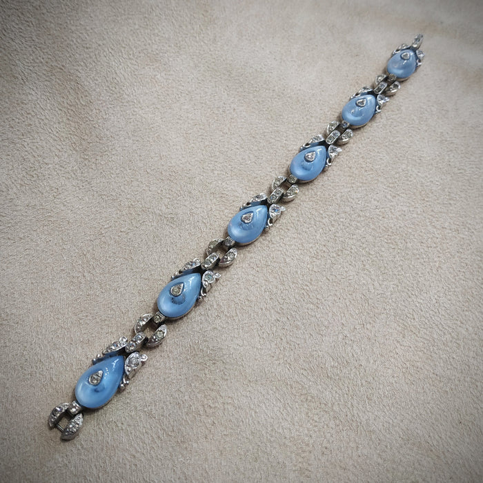 Icy blue  glow vintage Trifari bracelet - The Hirst Collection