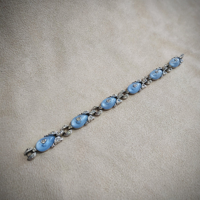 Icy blue  glow vintage Trifari bracelet - The Hirst Collection