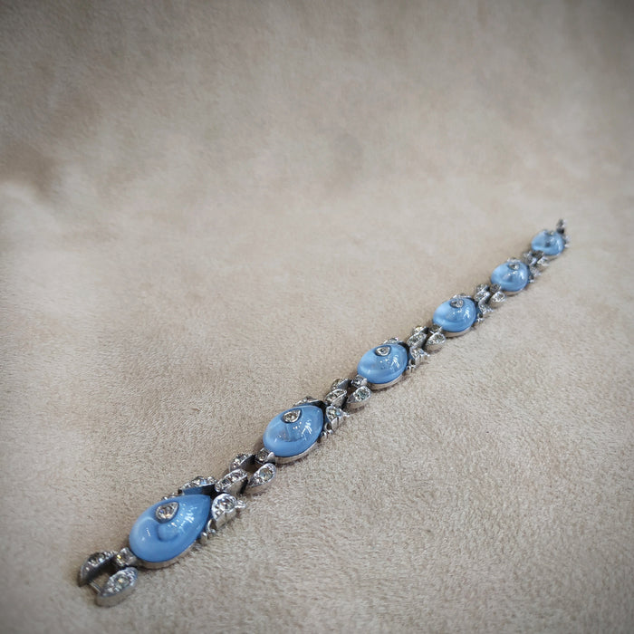 Icy blue  glow vintage Trifari bracelet - The Hirst Collection