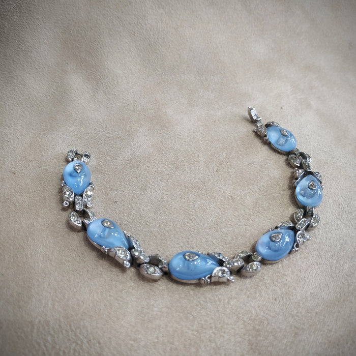 Icy blue  glow vintage Trifari bracelet - The Hirst Collection