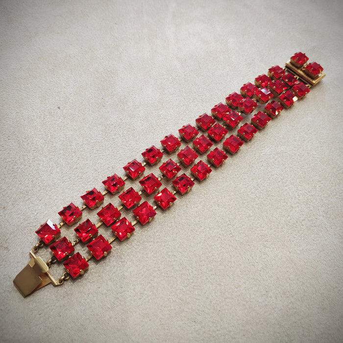 Askew London Red Crystal Triple row Bracelet - The Hirst Collection