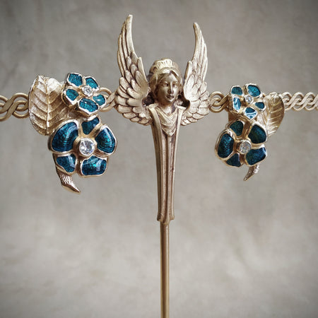 Christian Dior vintage Blue Flower earrings - The Hirst Collection