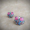 Vintage Trifari Pink Aurora Borealis Berry Earrings - The Hirst Collection