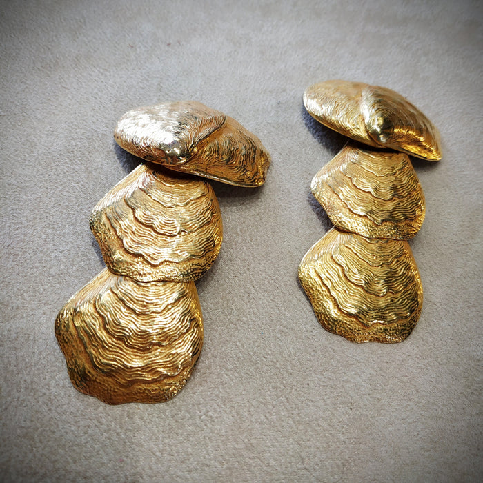 Dominique Aurientis statement Golden Shell  Earrings - The Hirst Collection