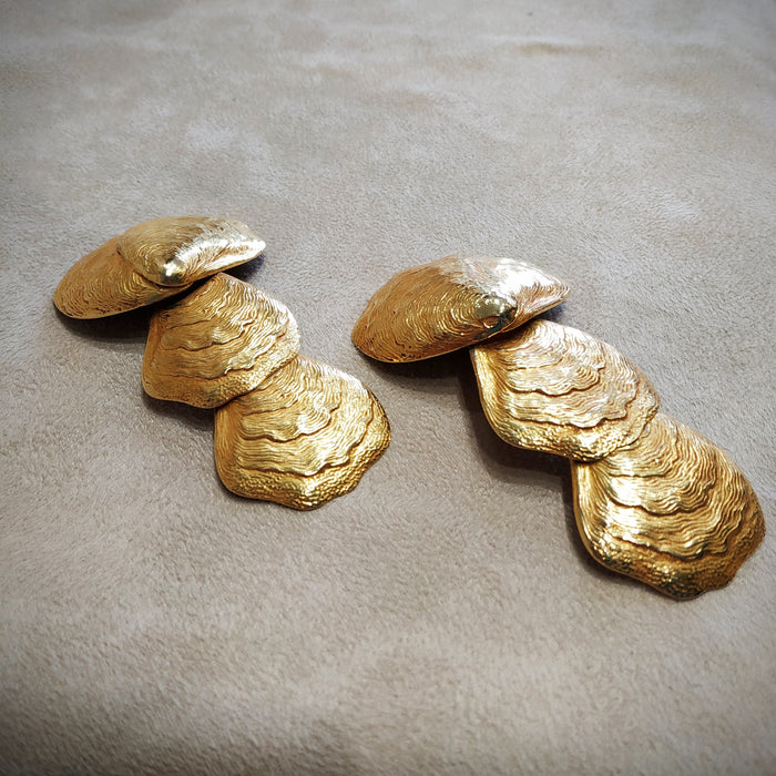 Dominique Aurientis statement Golden Shell  Earrings - The Hirst Collection