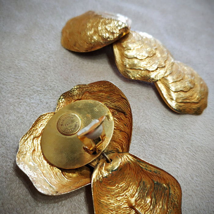 Dominique Aurientis statement Golden Shell  Earrings - The Hirst Collection