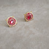 Red Round Earrings by Rima Ariss Clip On Gold - The Hirst Collection