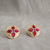 Red Round Earrings by Rima Ariss Clip On Gold - The Hirst Collection