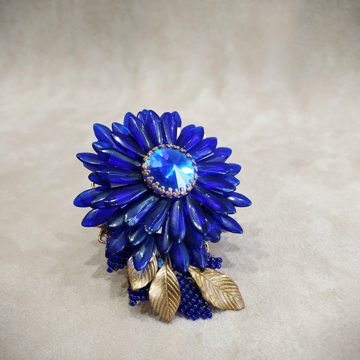 Stanley Hagler Blue Cobalt blue flower statement Brooch - The Hirst Collection