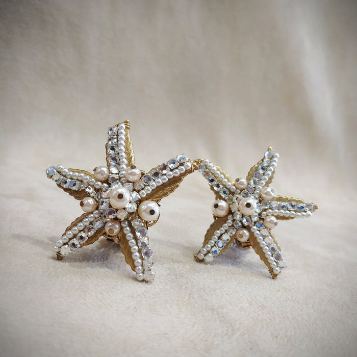 Stanley Hagler Starfish Earrings pearl Clip On - The Hirst Collection