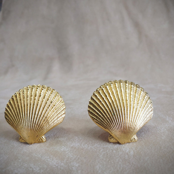 Yves Saint Laurent gold Shell clip on earrings - The Hirst Collection