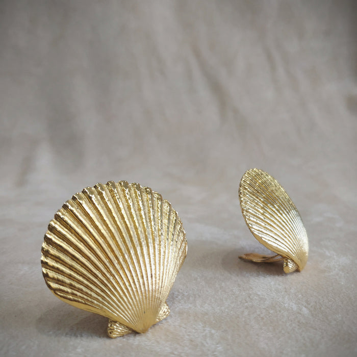 Yves Saint Laurent gold Shell clip on earrings - The Hirst Collection