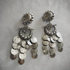 Statement vintage coin stamping drop chandelier earrings - The Hirst Collection