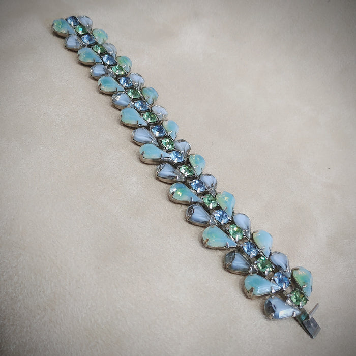 Kramer Blue Green Givre glass Vintage Bracelet - The Hirst Collection