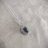 Smoky Quartz Oval Pendant Necklace Silver Marcasite - The Hirst Collection