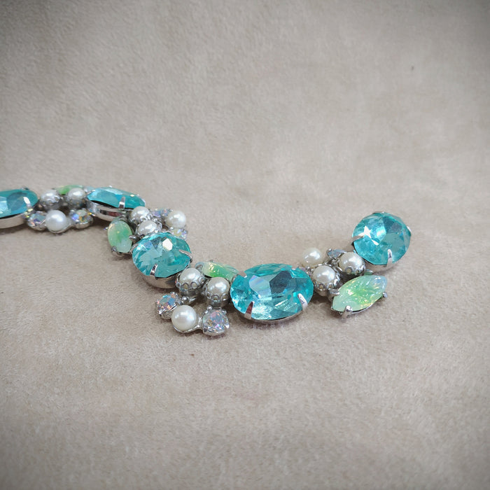 Schiaparelli Aqua blue  Pearl Borealis Vintage Bracelet - The Hirst Collection