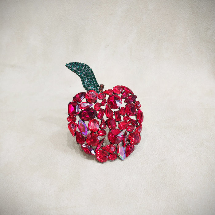Cristobal Large Red Apple crystal brooch - The Hirst Collection