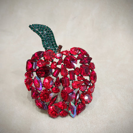 Cristobal Large Red Apple crystal brooch - The Hirst Collection