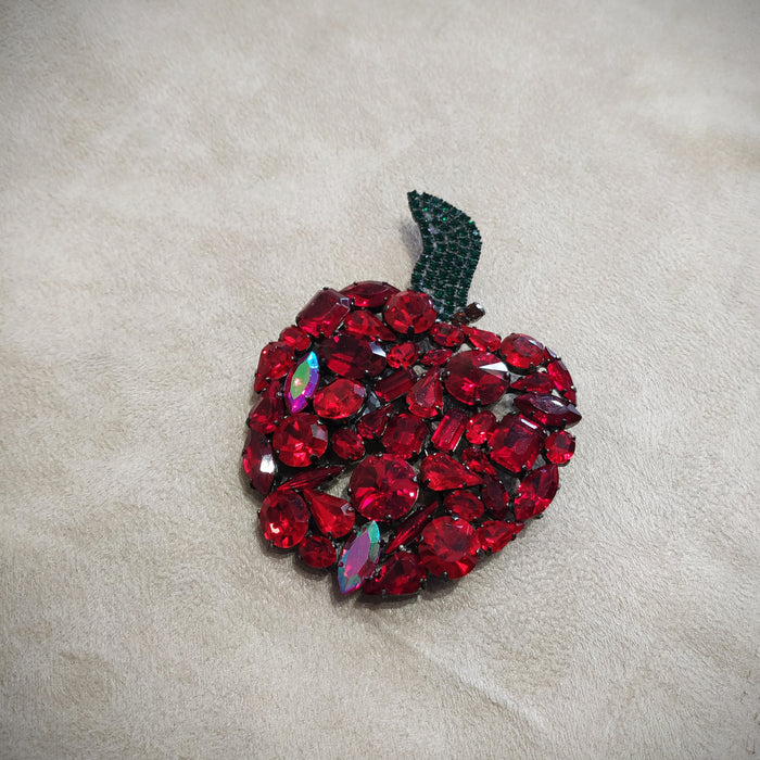 Cristobal Large Red Apple crystal brooch - The Hirst Collection