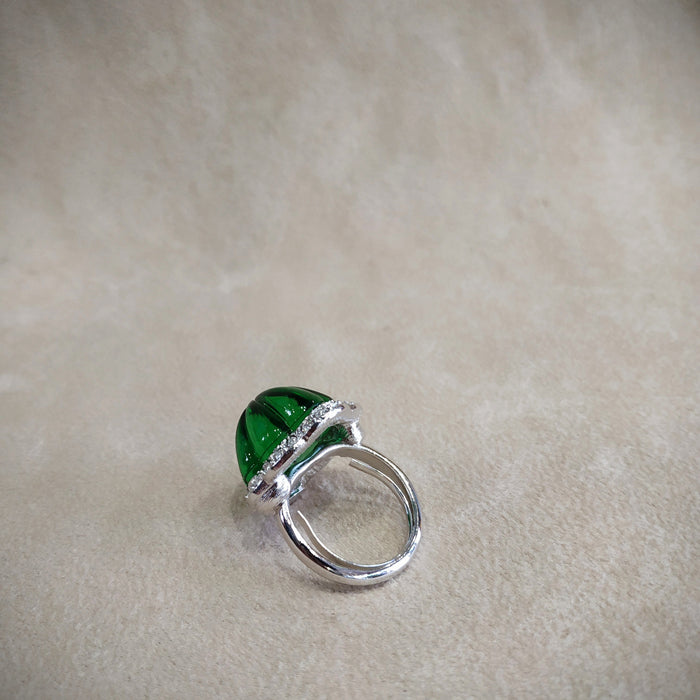 Kenneth Jay Lane Emerald Green Glass Statement ring - The Hirst Collection