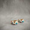 Kenneth Jay Lane Multi coloured White enamel Jewelled Half hoop Vintage Clip on Earrings - The Hirst Collection