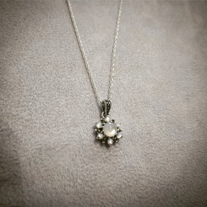 Sparkly Mother of Pearl Marcasite Star Necklace - The Hirst Collection