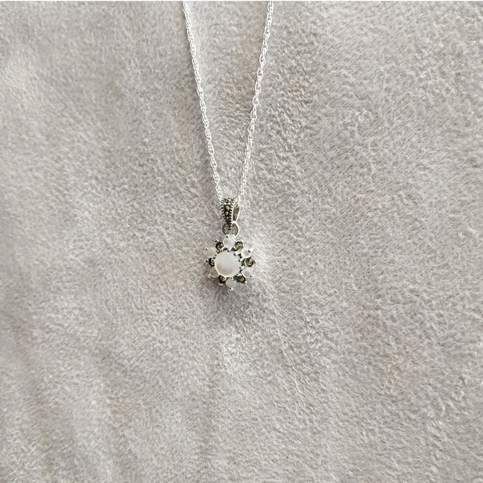 Sparkly Mother of Pearl Marcasite Star Necklace - The Hirst Collection