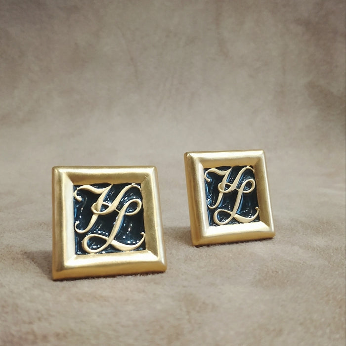 Karl Lagerfeld Gold Black Square Clip On earrings - The Hirst Collection