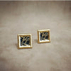 Karl Lagerfeld Gold Black Square Clip On earrings - The Hirst Collection
