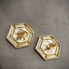 Lanvin Vintage Gold Hexagonal Clip on Earrings - The Hirst Collection