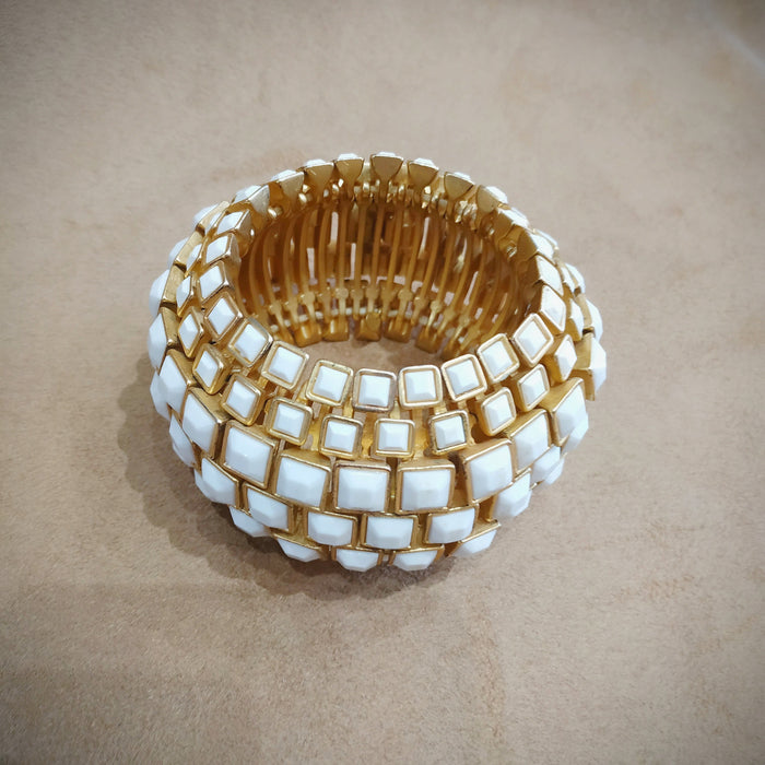 White stretch Bangle Bracelet - The Hirst Collection