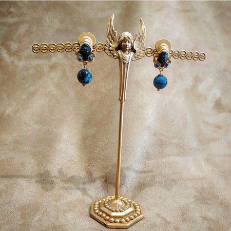 Askew London Vintage Blackamoor blue drop Earrings - The Hirst Collection