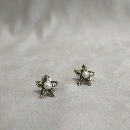 Silver Pearl Starfish Earrings - The Hirst Collection
