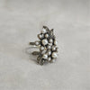 Silver Marcasite Freshwater Pearl Floral Ring - The Hirst Collection