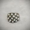 Art Deco Dots Ring Silver Freshwater Pearl Marcasite - The Hirst Collection