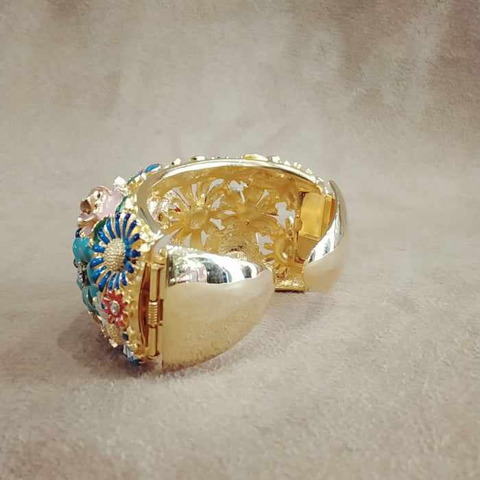 Kenneth Colourful Floral Enamel Cuff Bracelet - The Hirst Collection