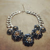 Black Enamel Floral Statement Necklace - The Hirst Collection