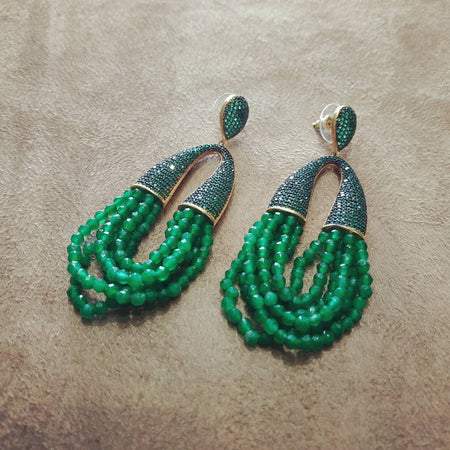 Waterfall Chandelier Emerald Green pave earrings - The Hirst Collection