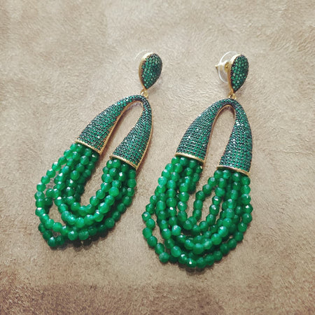 Waterfall Chandelier Emerald Green pave earrings - The Hirst Collection