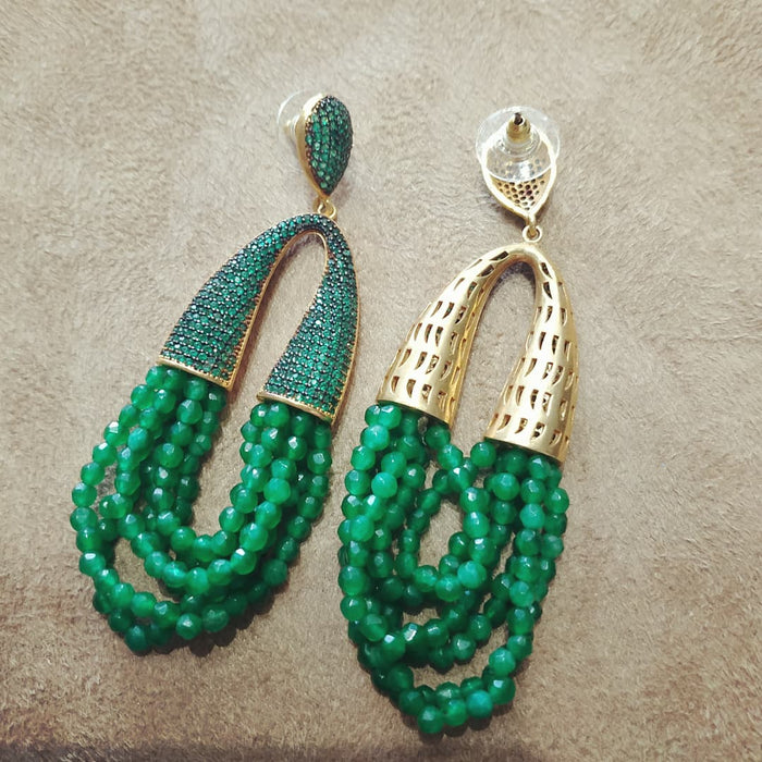 Waterfall Chandelier Emerald Green pave earrings - The Hirst Collection