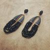 Waterfall Chandelier Black beads Black onyx pave earrings - The Hirst Collection