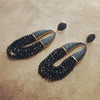 Waterfall Chandelier Black beads Black onyx pave earrings - The Hirst Collection