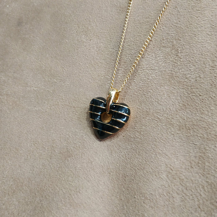 Black enamel Heart Pendant Necklace - The Hirst Collection