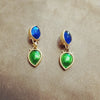 Rima Ariss Green Blue Foil Glass Clip On Drop earrings - The Hirst Collection