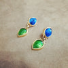 Rima Ariss Green Blue Foil Glass Clip On Drop earrings - The Hirst Collection
