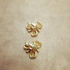 Trifari Leaf bow Pearls Shamrock Clip on earrings - The Hirst Collection