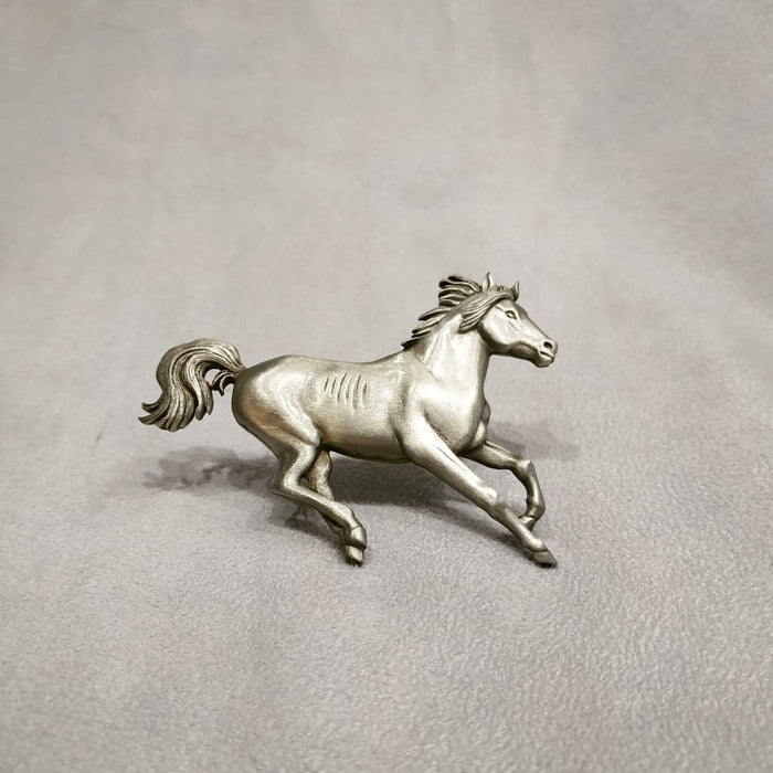 JJ galloping  horse brooch in Pewter - The Hirst Collection