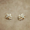 Trifari Golden Crystal Pearl Leafy Earrings Vintage - The Hirst Collection