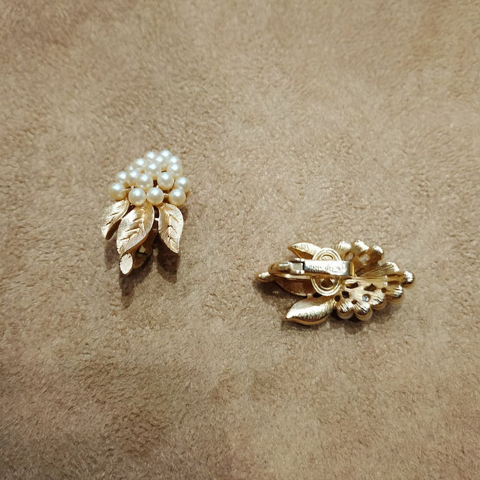 Trifari Golden Pearl Grape Earrings Vintage - The Hirst Collection
